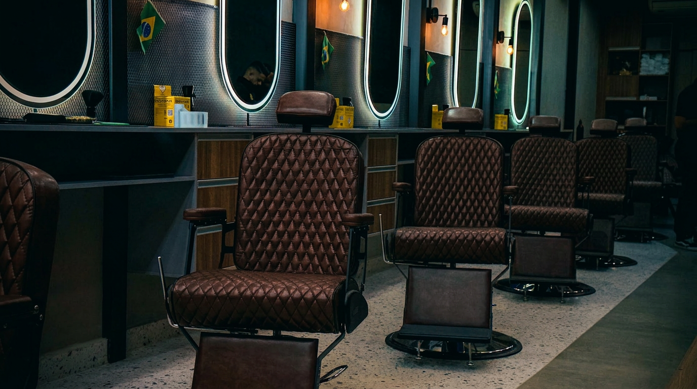 Barbeiro premium da Navalha Sampa realizando um corte